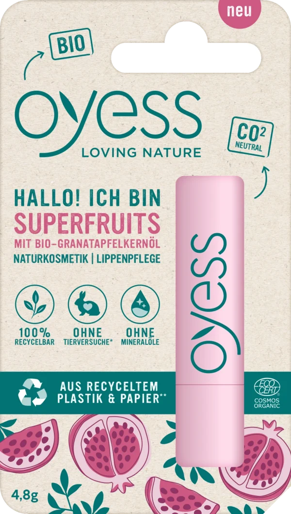 OYESS Hallo! Ich Bin Superfruits Lippenpflege Mit Bio-Granatapfelöl 1